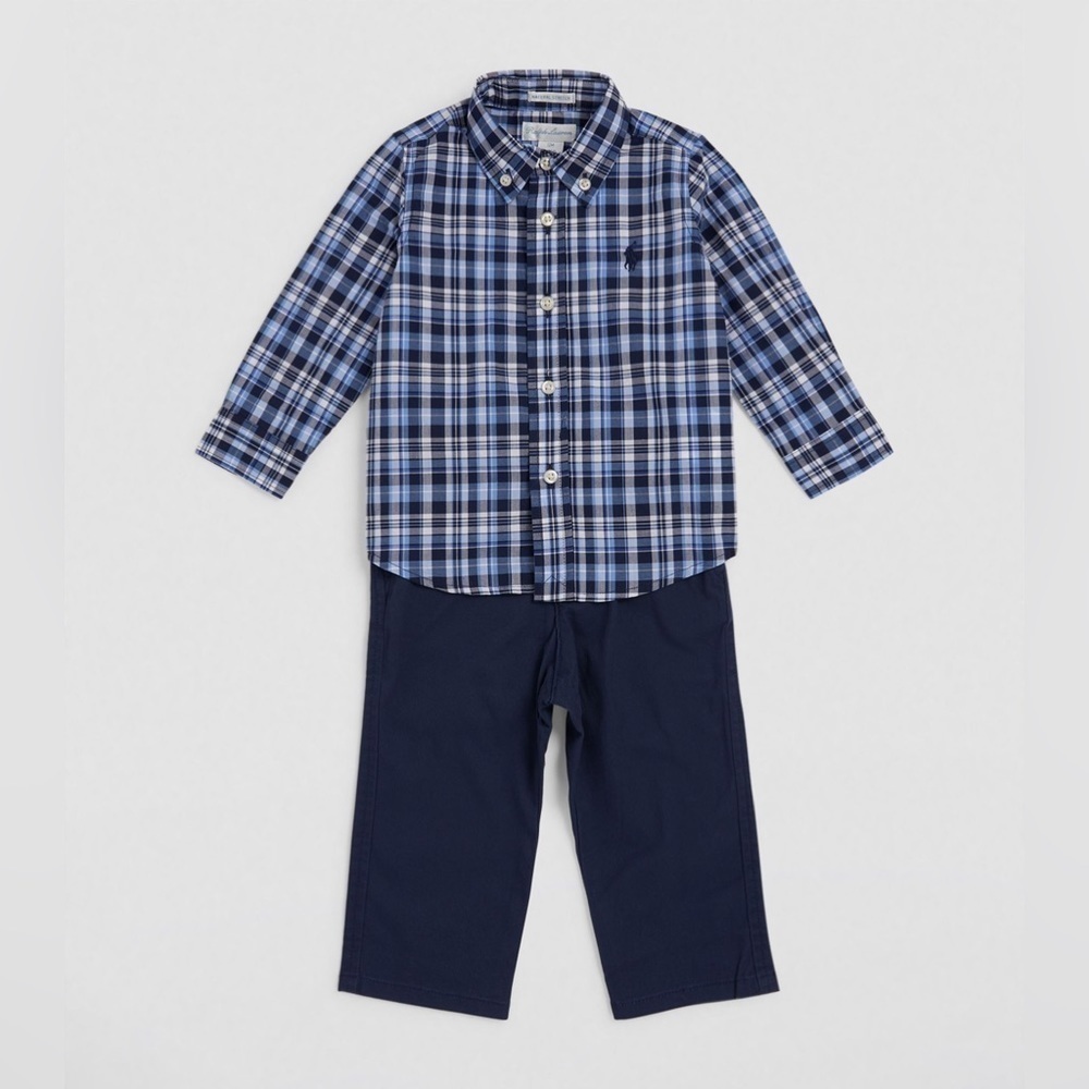 Ralph Lauren Checkered Shirt and Chinos Set